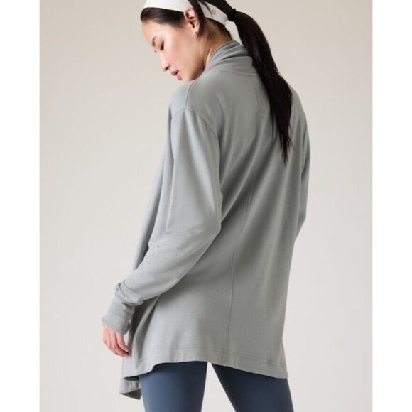 Athleta 2X Pranayama Restore Modal Wrap Storm Cloud Gray Sweater 2X - Picture 2 of 8